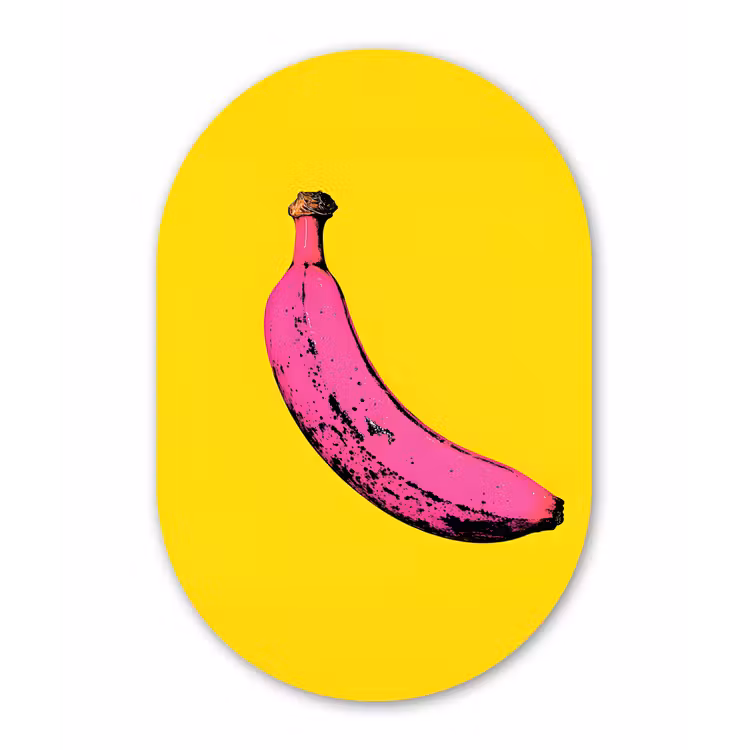 Banaan - Grafisch - Geel Wandcirkel Ovaal Forex klein -3d