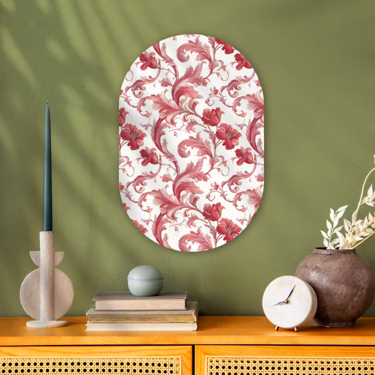 Barok - Patroon - Rood Wandcirkel Ovaal Forex klein 630 -sfeer2