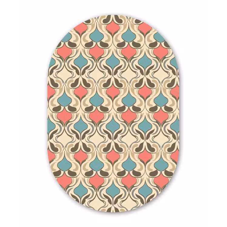 Barok - Retro - Kleurrijk Wandcirkel Ovaal Forex klein 630 -3d