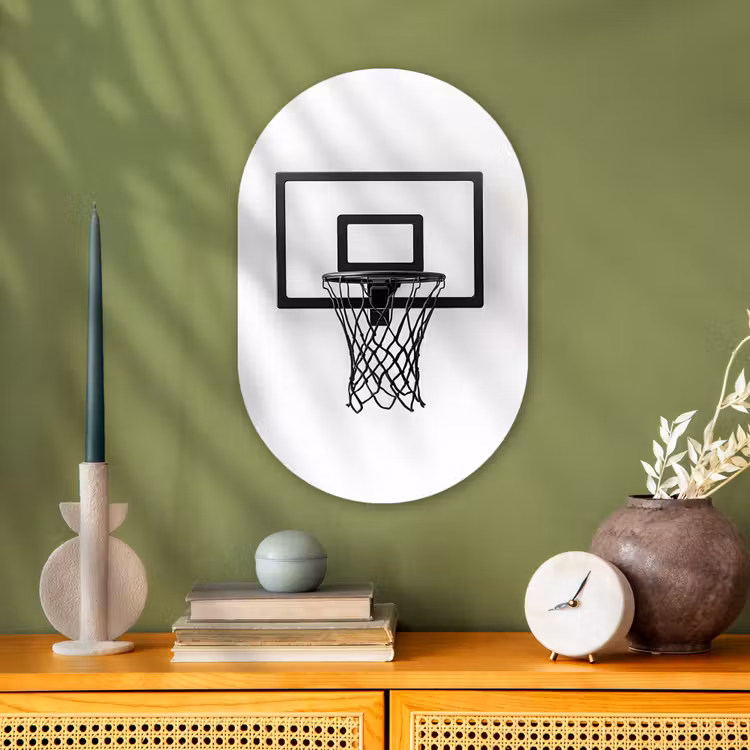 Basketbalbord - Minimalistisch - Zwart Wandcirkel Ovaal Forex klein -sfeer2