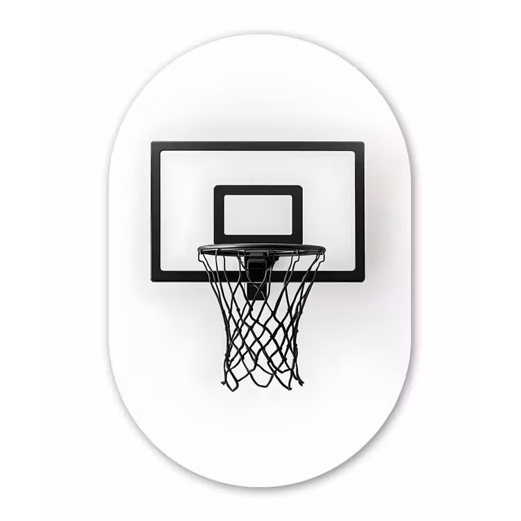 Basketbalbord - Minimalistisch - Zwart Wandcirkel Ovaal Forex klein -3d