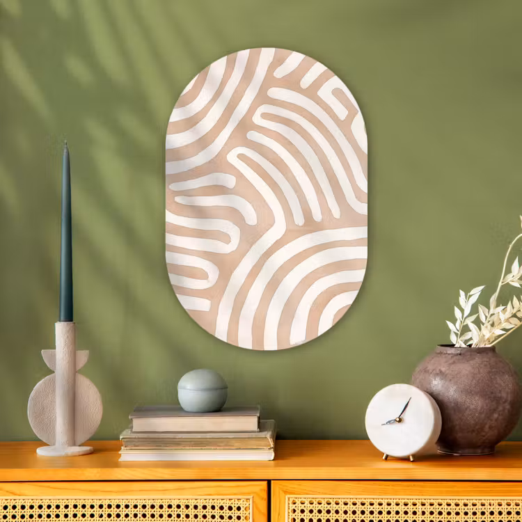 Beige - Aardspatroon Wandcirkel Ovaal Forex klein -sfeer2