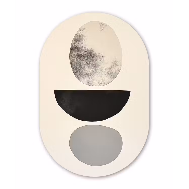 Beige - Japandi - Wabi sabi Wandcirkel Ovaal Forex klein -3d