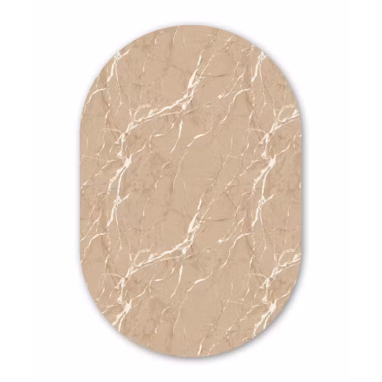 Beige - Marmer - Organisch - Wit Wandcirkel Ovaal Forex klein 630 -3d