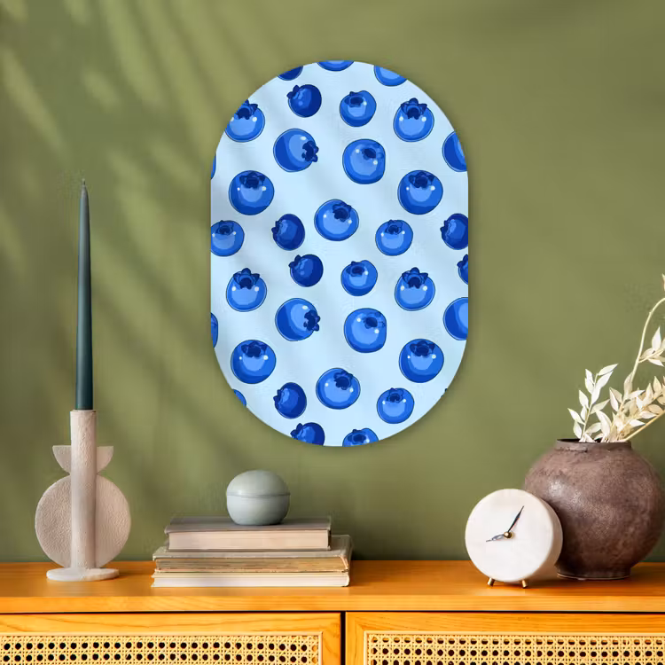 Bessen - Modern - Blauw Wandcirkel Ovaal Forex klein 630 -sfeer2