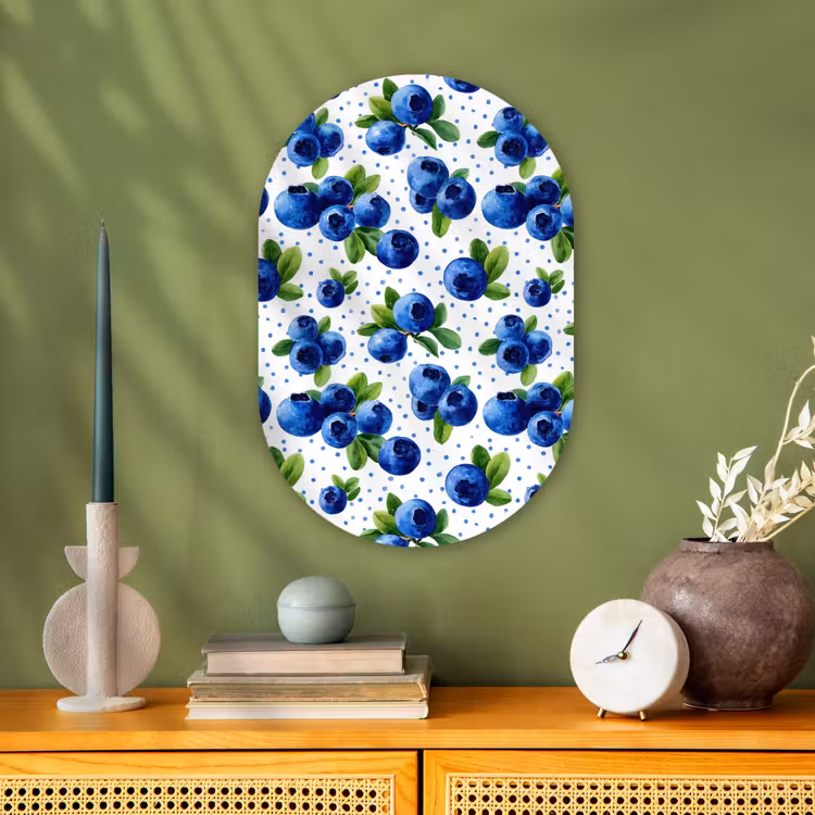 Bessen - Patroon - Blauw Wandcirkel Ovaal Forex klein 630 -sfeer2