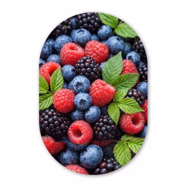 Bessen - Vers - Waterdruppels - Kleurrijk - Eten Wandcirkel Ovaal Forex klein -3d