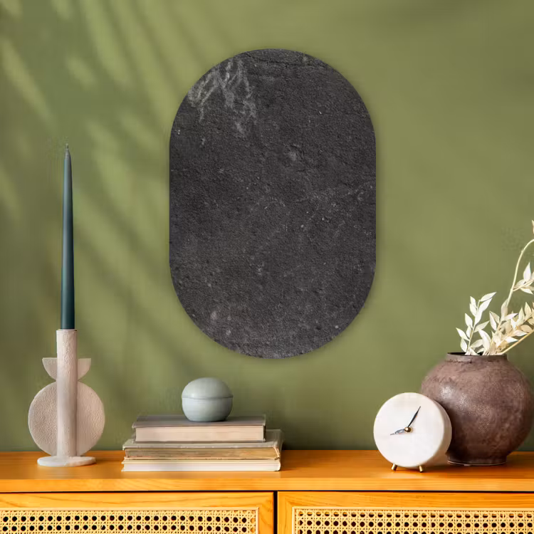Beton - Muur - Zwart - Vormen Wandcirkel Ovaal Forex klein -sfeer2