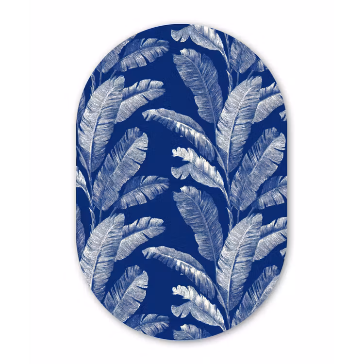 Blad - Palm - Blauw Wandcirkel Ovaal Forex klein 630 -3d