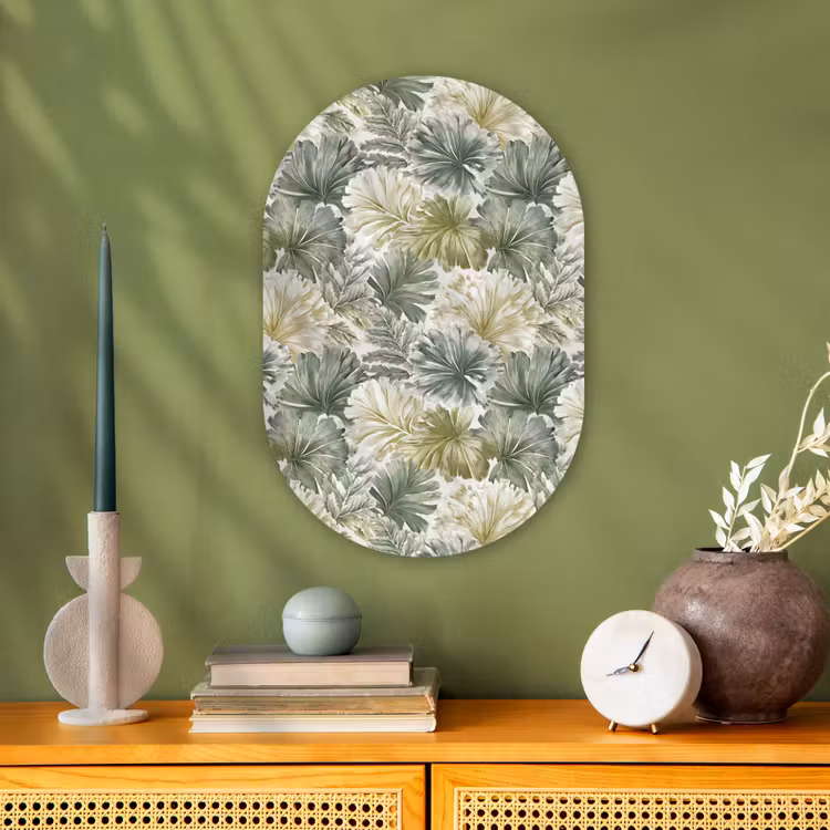 Bladeren - Botanisch - Groen Wandcirkel Ovaal Forex klein 630 -sfeer2
