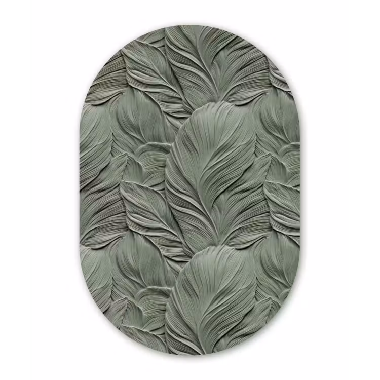 Bladeren - Textuur - Groen Wandcirkel Ovaal Forex klein 630 -3d