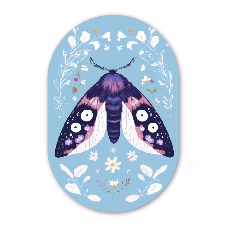 Bladeren - Wit - Vlinder - Insect Wandcirkel Ovaal Forex klein -3d