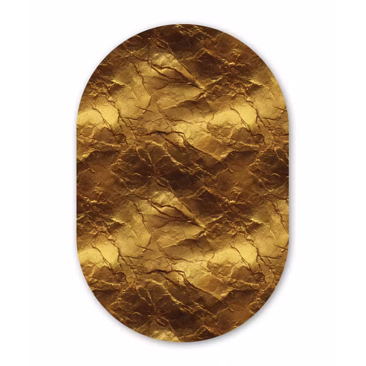 Bladgoud - Textuur - Goud Wandcirkel Ovaal Forex klein 630 -3d