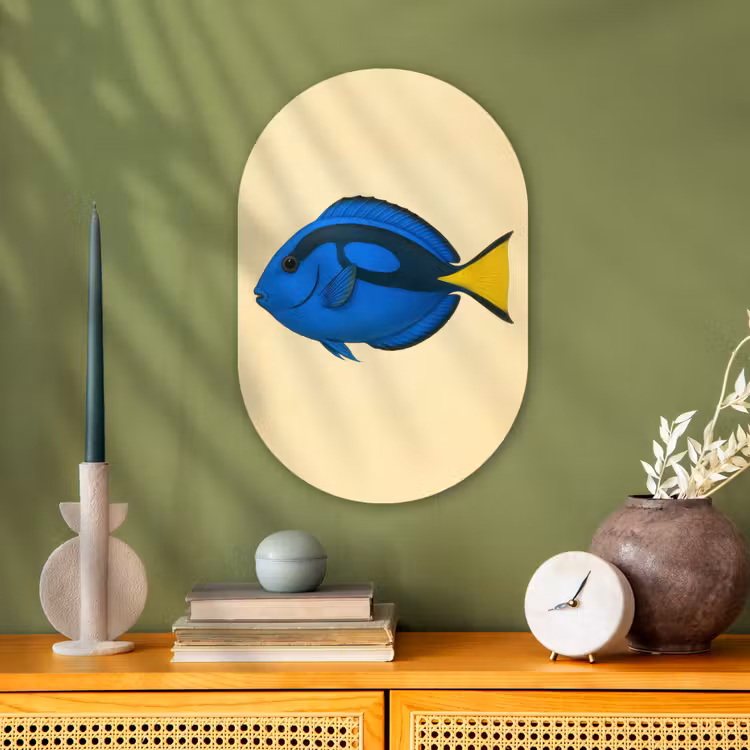 Blauw - Dory - Vis - Staartvin Wandcirkel Ovaal Forex klein -sfeer2