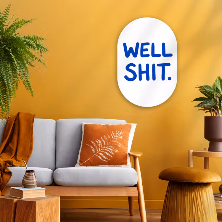 Blauw - Quote - Wit Wandcirkel Ovaal Forex klein -sfeer4