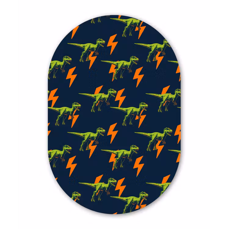 Bliksemschichten - Oranje - Dinosaurussen Wandcirkel Ovaal Forex klein -3d