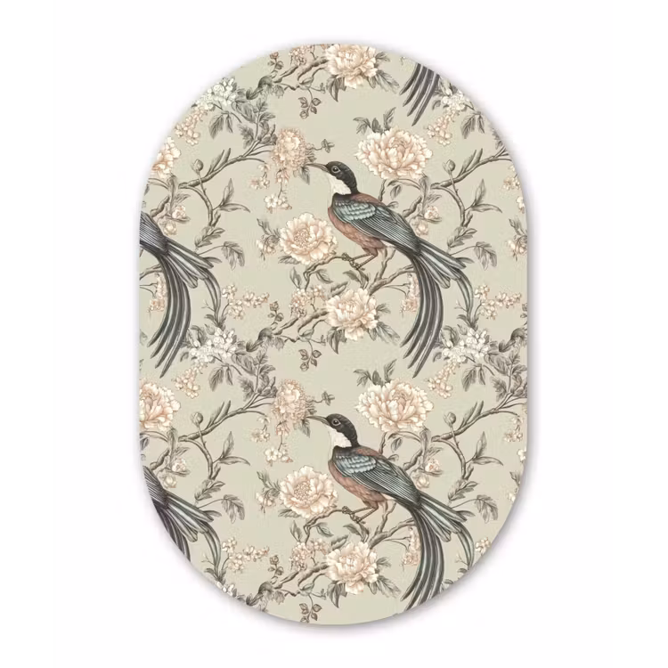 Bloem - Vogel - Kleurrijk Wandcirkel Ovaal Forex klein 630 -3d