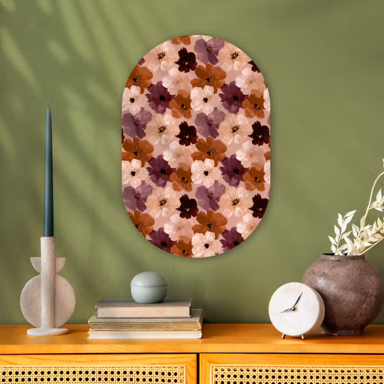 Bloemen - Abstract - Aardetinten Wandcirkel Ovaal Forex klein 630 -sfeer2