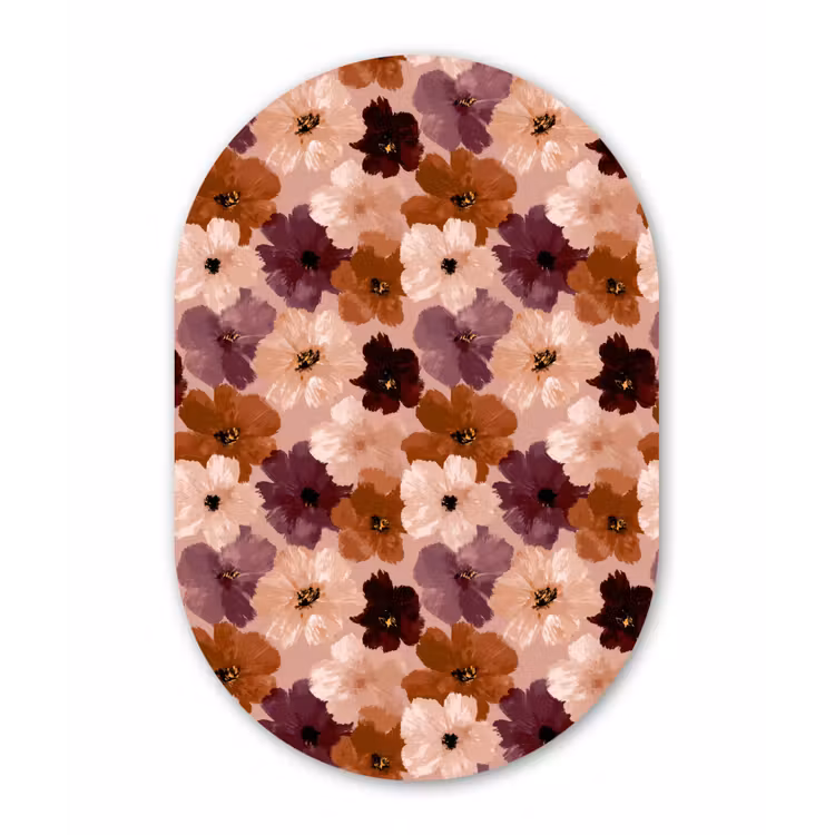 Bloemen - Abstract - Aardetinten Wandcirkel Ovaal Forex klein 630 -3d