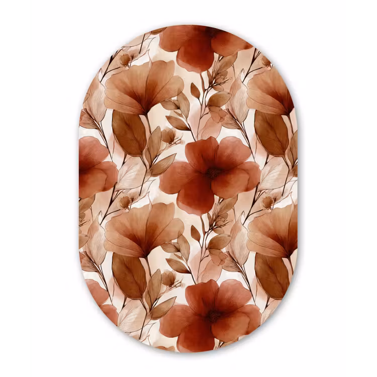 Bloemen - Aquarel - Botanisch - Terracotta Wandcirkel Ovaal Forex klein 630 -3d
