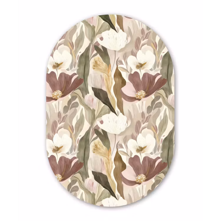 Bloemen - Aquarel - Kleurrijk Wandcirkel Ovaal Forex klein 630 -3d