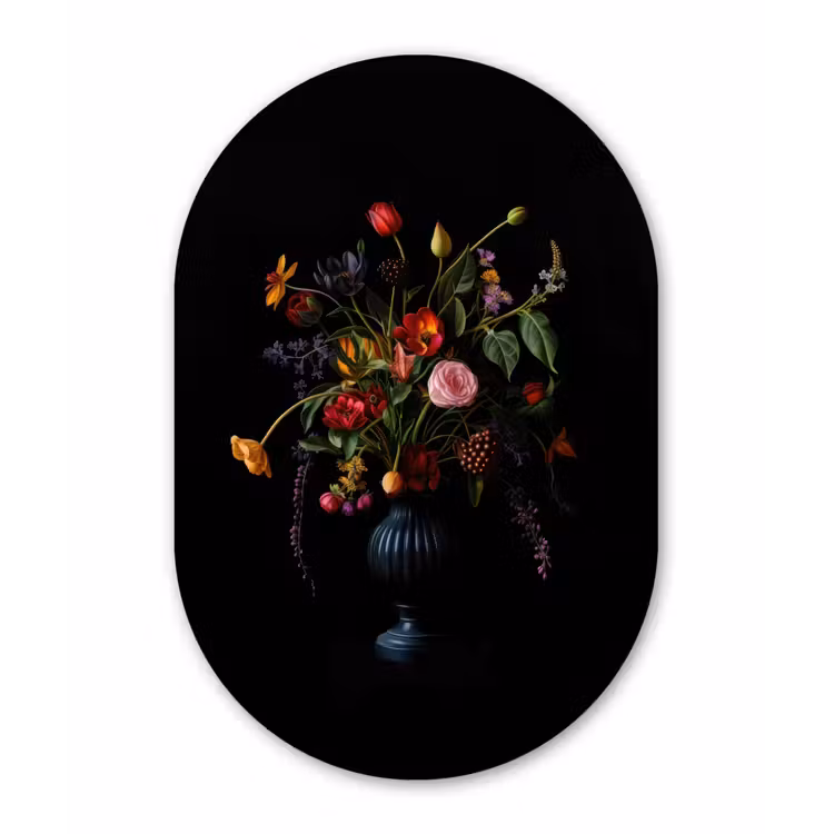 Bloemen - Bessen - Klassiek Wandcirkel Ovaal Forex klein -3d