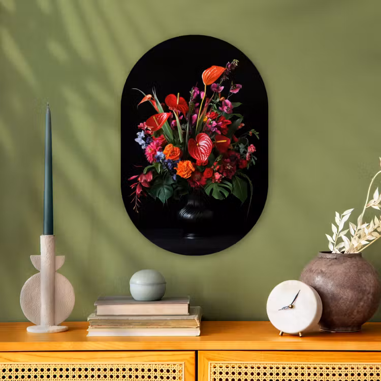 Bloemen - Boeket - Sierlijk Wandcirkel Ovaal Forex klein -sfeer2