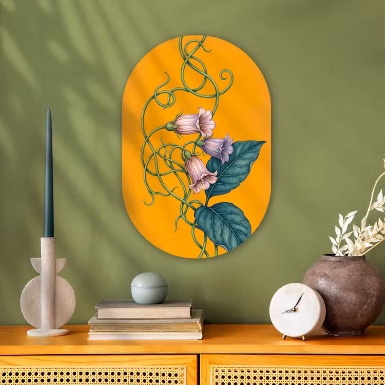 Muurovaal - Bloemen - Botanisch - Geel - Bloemen - Botanisch - Geel Wandcirkel Ovaal Forex klein