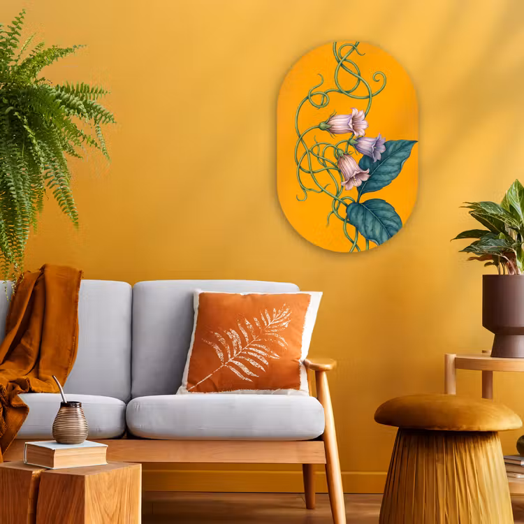 Muurovaal - Bloemen - Botanisch - Geel - Bloemen - Botanisch - Geel Wandcirkel Ovaal Forex klein