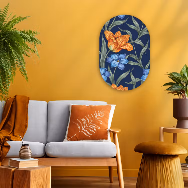 Muurovaal - Bloemen - Botanisch - Patroon - Bloemen - Botanisch - Patroon Wandcirkel Ovaal Forex klein