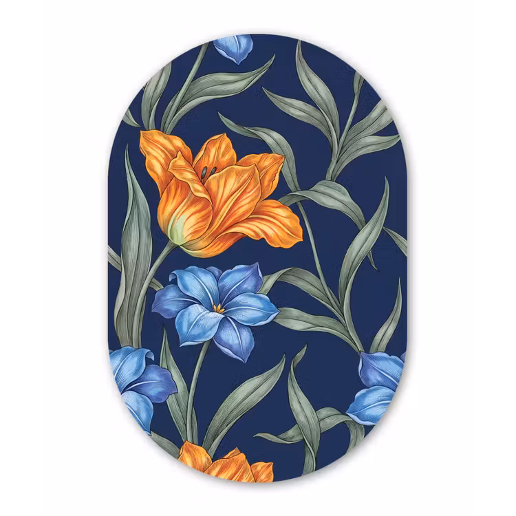 Muurovaal - Bloemen - Botanisch - Patroon - Bloemen - Botanisch - Patroon Wandcirkel Ovaal Forex klein