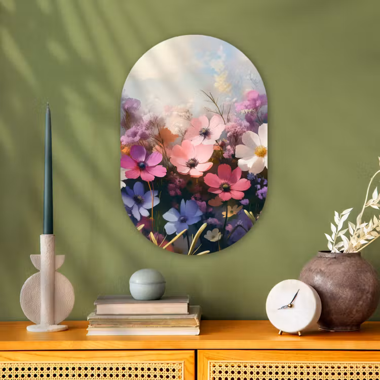 Bloemen - Kleurrijk - Bloei Wandcirkel Ovaal Forex klein -sfeer2