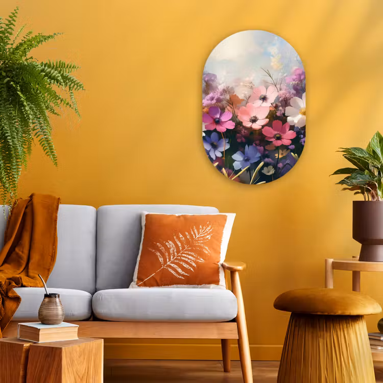 Bloemen - Kleurrijk - Bloei Wandcirkel Ovaal Forex klein -sfeer4