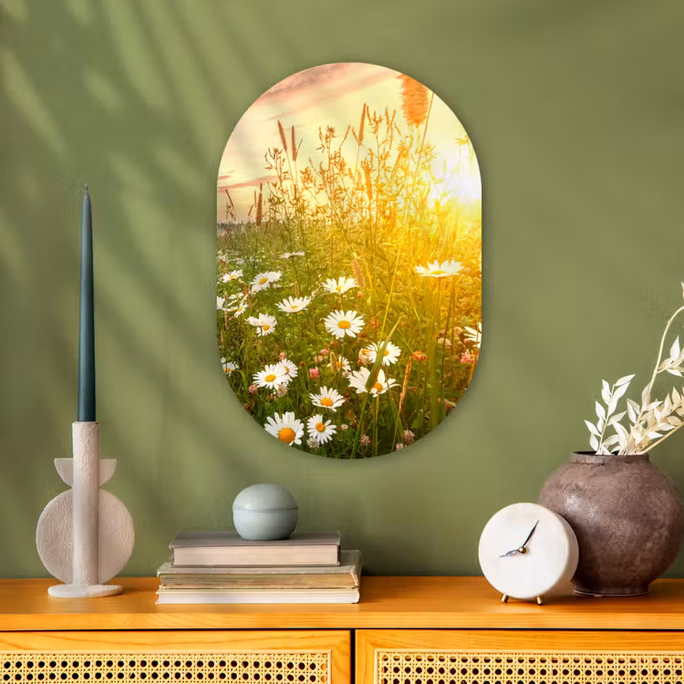 Bloemen - Madelief - Natuur Wandcirkel Ovaal Forex klein -sfeer2