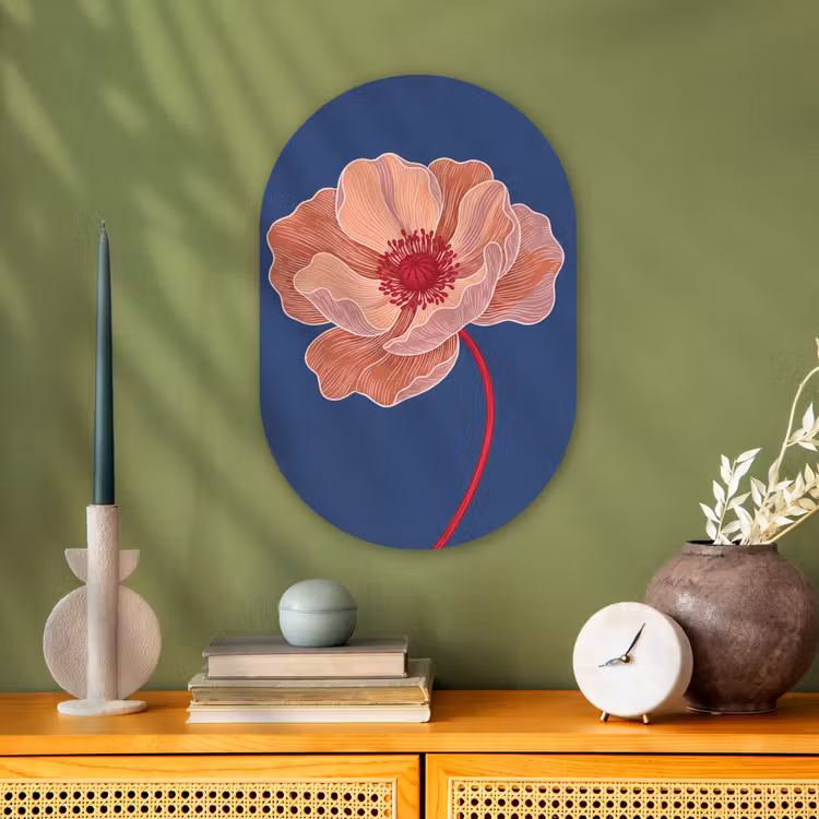 Muurovaal - Bloemen - Modern - Abstract - Bloemen - Modern - Abstract Wandcirkel Ovaal Forex klein