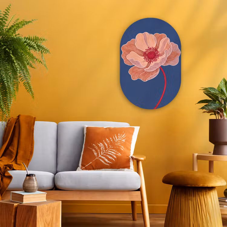 Muurovaal - Bloemen - Modern - Abstract - Bloemen - Modern - Abstract Wandcirkel Ovaal Forex klein