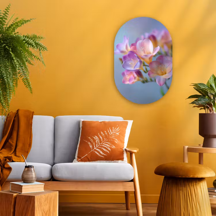 Bloemen - Paars - Overloop - Meeldraden Wandcirkel Ovaal Forex klein -sfeer4