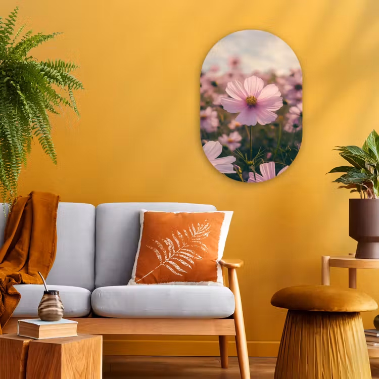 Bloemen - Paars - Wazig Wandcirkel Ovaal Forex klein -sfeer4