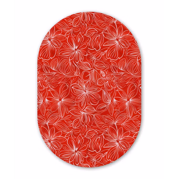 Bloemen - Patroon - Rood Wandcirkel Ovaal Forex klein 630 -3d