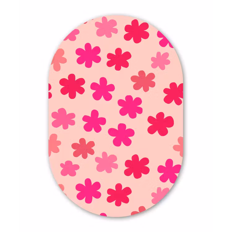 Bloemen - Patroon - Roze Wandcirkel Ovaal Forex klein -3d