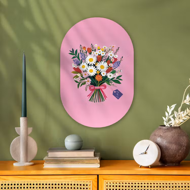 Bloemen - Quote - Kaartje - Kleurrijk Wandcirkel Ovaal Forex klein -sfeer2