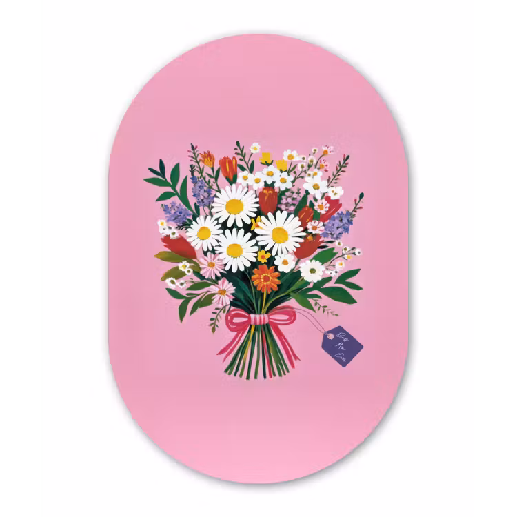 Bloemen - Quote - Kaartje - Kleurrijk Wandcirkel Ovaal Forex klein -3d