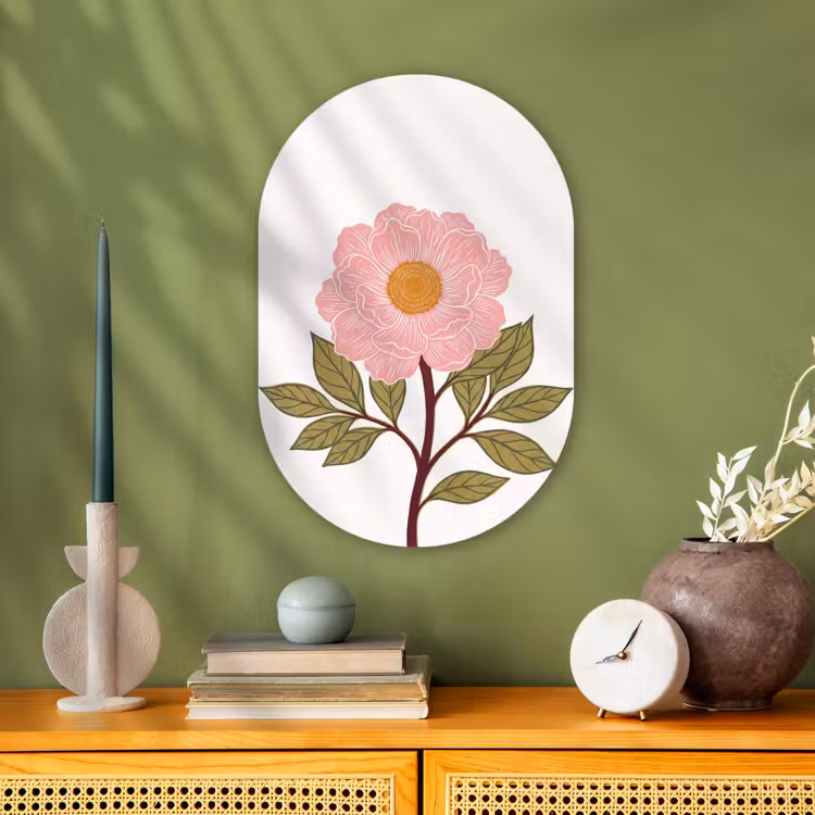 Muurovaal - Bloemen - Roze - Illustratie - Bloemen - Roze - Illustratie Wandcirkel Ovaal Forex klein