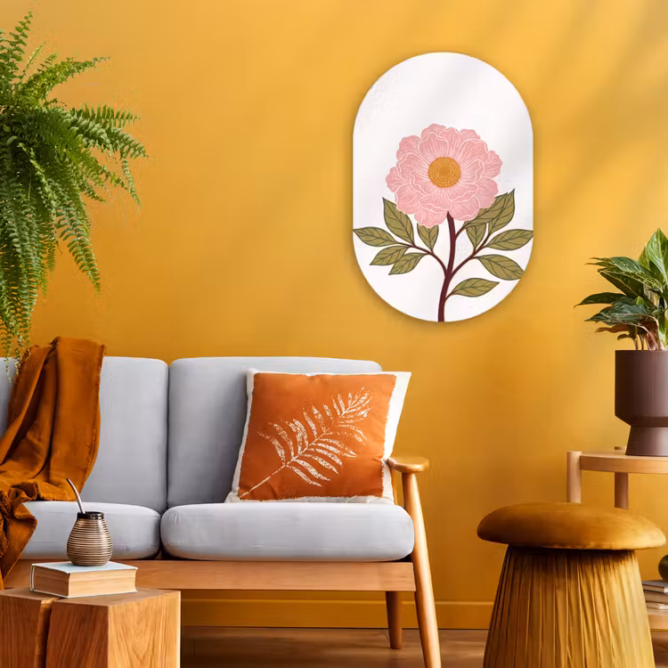 Muurovaal - Bloemen - Roze - Illustratie - Bloemen - Roze - Illustratie Wandcirkel Ovaal Forex klein