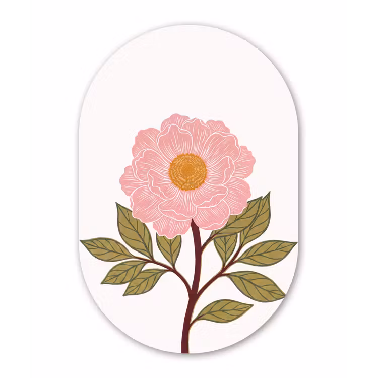 Muurovaal - Bloemen - Roze - Illustratie - Bloemen - Roze - Illustratie Wandcirkel Ovaal Forex klein
