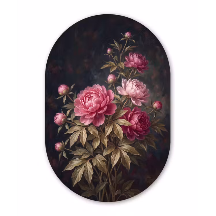 Bloemen - Roze - Klassiek - Natuur Wandcirkel Ovaal Forex klein -3d