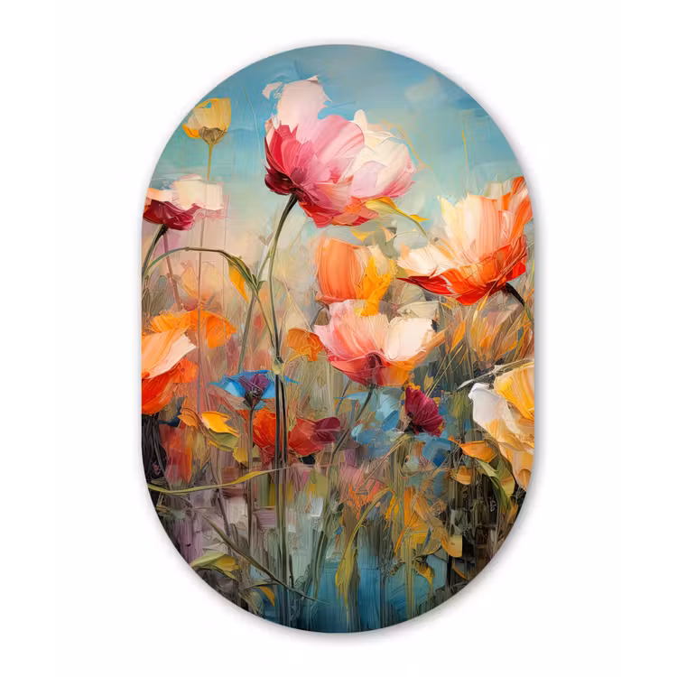 Bloemen - Watercolor - Kunst - Botanisch - Natuur Wandcirkel Ovaal Forex klein -3d