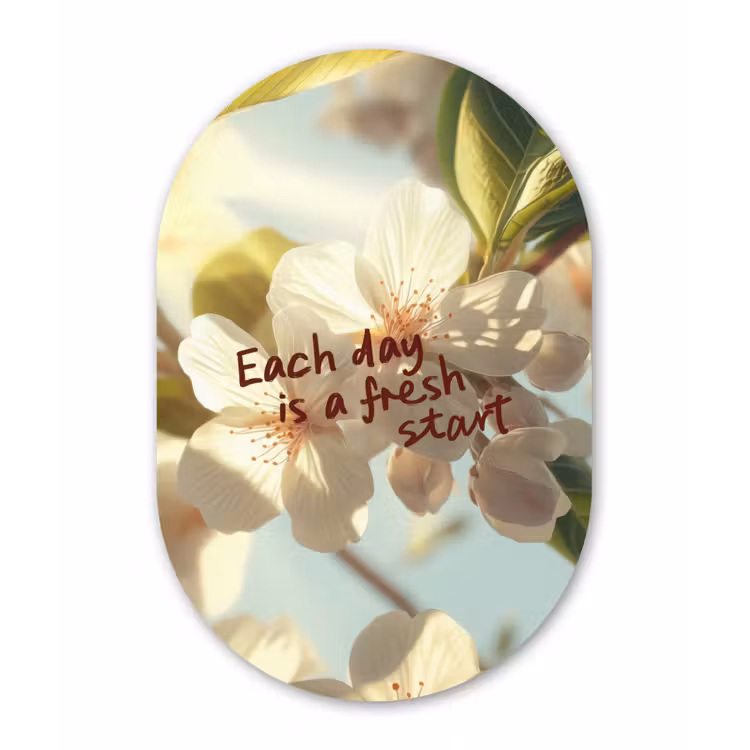 Bloesems - Zonlicht - Quote - Wit Wandcirkel Ovaal Forex klein -3d