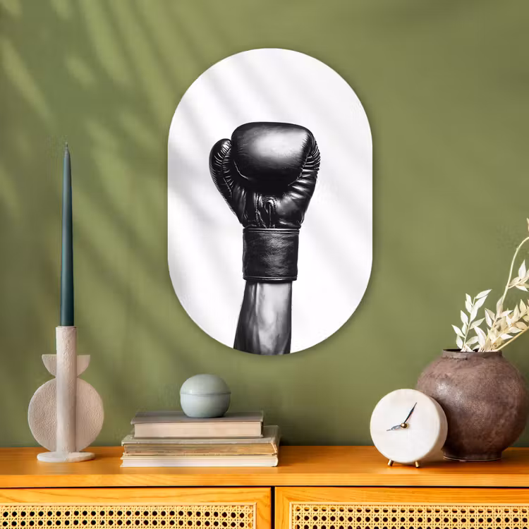 Bokshandschoen - Zwart - Hand Wandcirkel Ovaal Forex klein -sfeer2