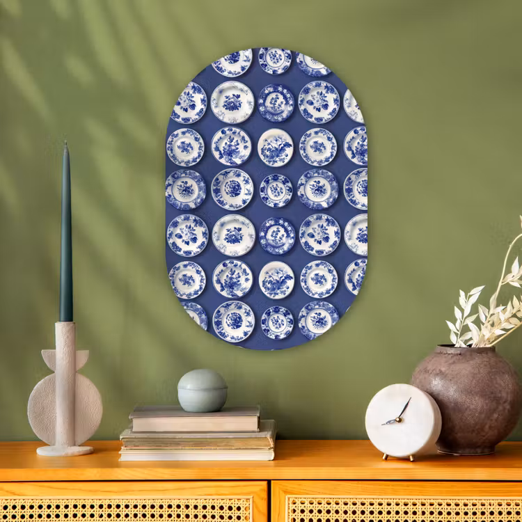 Borden - Floraal - Blauw Wandcirkel Ovaal Forex klein 630 -sfeer2